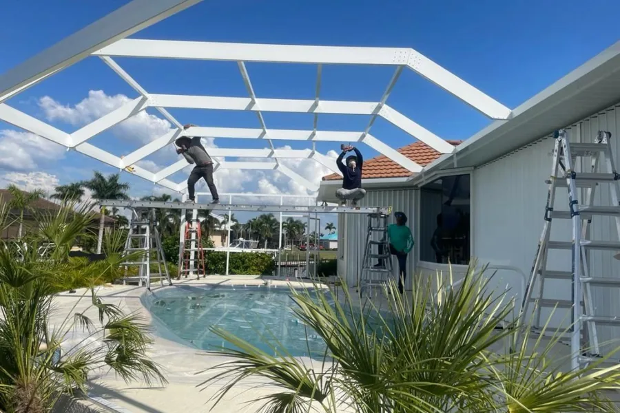 Pool enclosure frame