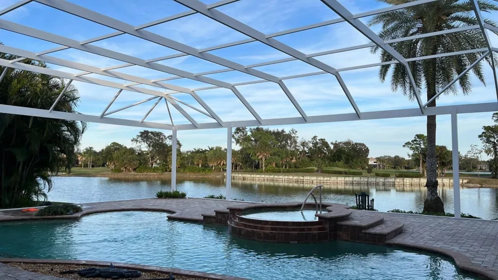 Pool cage painting project in Tampa, FL