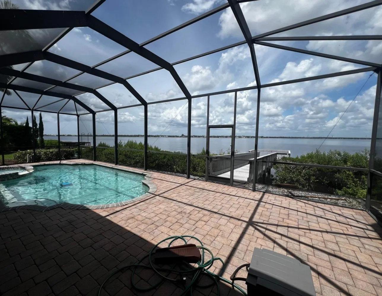 Pool cage before